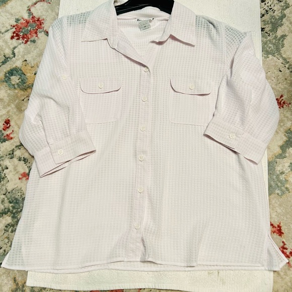 Bon Worth Soft White Textured Button Down Shirt - Picture 1 of 11
